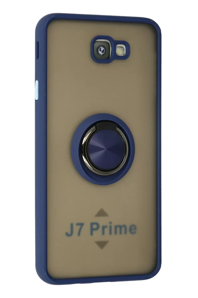 Samsung Galaxy J7 Prime Kılıf Montreal Yüzüklü Silikon Kapak - Lacivert