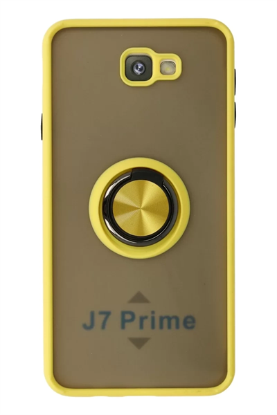 Samsung Galaxy J7 Prime Kılıf Montreal Yüzüklü Silikon Kapak - Sarı