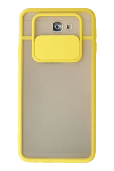 Samsung Galaxy J7 Prime Kılıf Palm Buzlu Kamera Sürgülü Silikon - Sarı