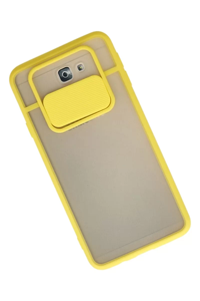 Samsung Galaxy J7 Prime Kılıf Palm Buzlu Kamera Sürgülü Silikon - Sarı