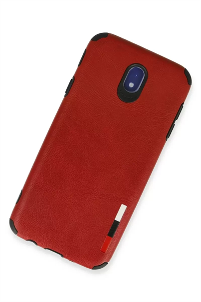 Samsung Galaxy J7 Pro / J730 Kılıf Loop Deri Silikon - Kırmızı