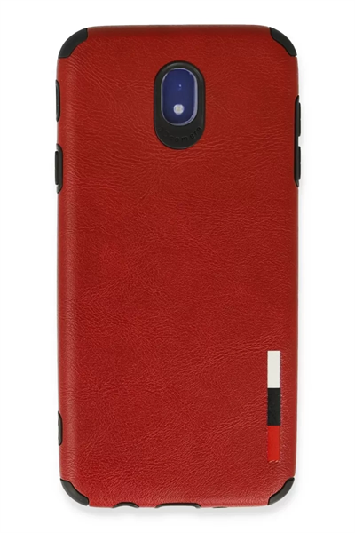 Samsung Galaxy J7 Pro / J730 Kılıf Loop Deri Silikon - Kırmızı