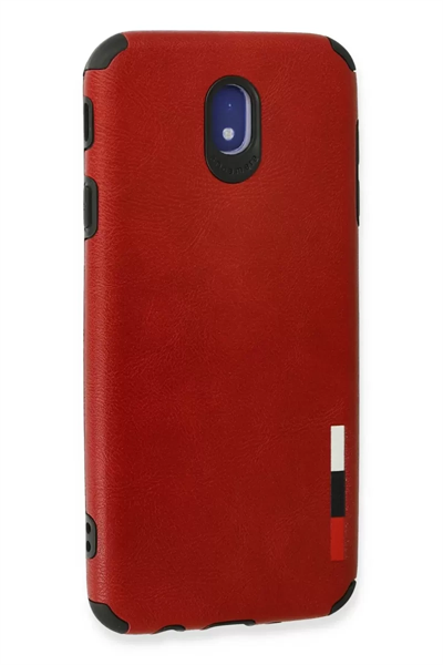 Samsung Galaxy J7 Pro / J730 Kılıf Loop Deri Silikon - Kırmızı