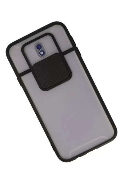 Samsung Galaxy J7 Pro / J730 Kılıf Palm Buzlu Kamera Sürgülü Silikon - Siyah