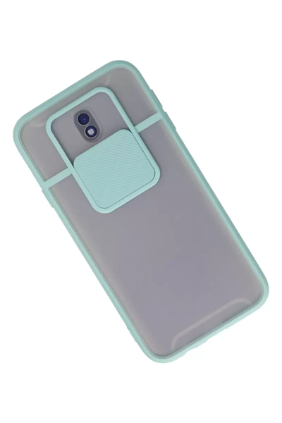 Samsung Galaxy J7 Pro / J730 Kılıf Palm Buzlu Kamera Sürgülü Silikon - Turkuaz