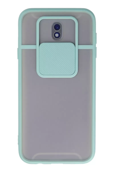 Samsung Galaxy J7 Pro / J730 Kılıf Palm Buzlu Kamera Sürgülü Silikon - Turkuaz