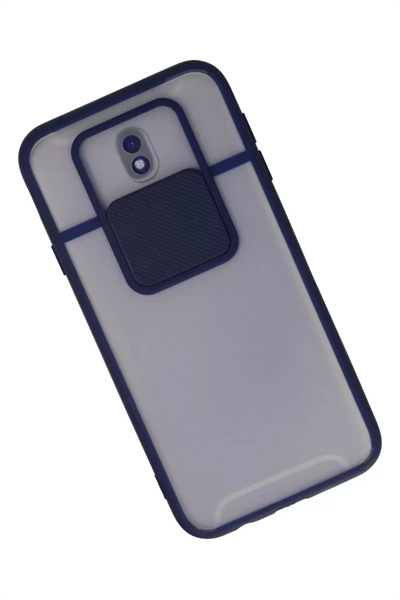 Samsung Galaxy J7 Pro / J730 Kılıf Palm Buzlu Kamera Sürgülü Silikon - Lacivert