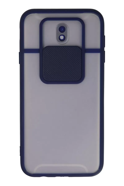 Samsung Galaxy J7 Pro / J730 Kılıf Palm Buzlu Kamera Sürgülü Silikon - Lacivert
