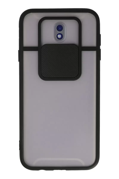 Samsung Galaxy J7 Pro / J730 Kılıf Palm Buzlu Kamera Sürgülü Silikon - Siyah