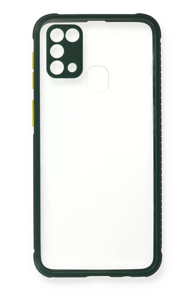 Samsung Galaxy M31 Kılıf Miami Şeffaf Silikon - Koyu Yeşil