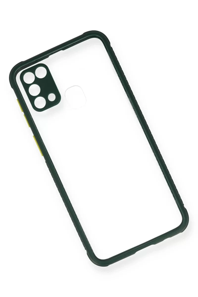 Samsung Galaxy M31 Kılıf Miami Şeffaf Silikon - Koyu Yeşil