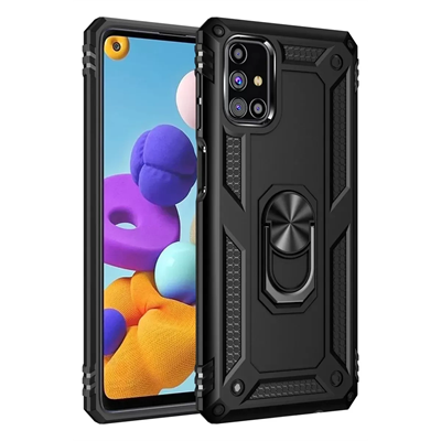 Samsung Galaxy M31S Kılıf Sofya Yüzüklü Silikon Kapak - Siyah