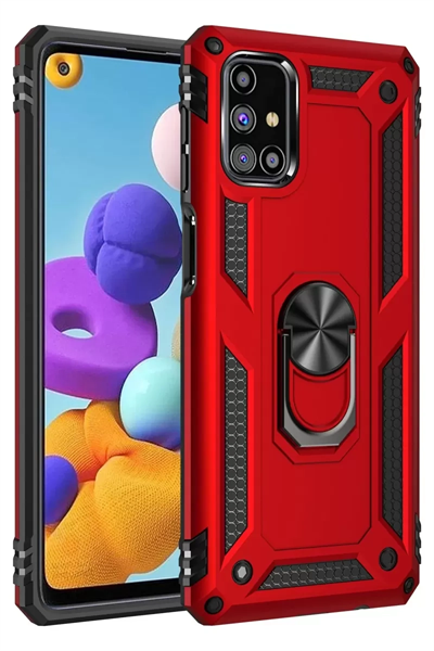 Samsung Galaxy M31S Kılıf Sofya Yüzüklü Silikon Kapak - Kırmızı