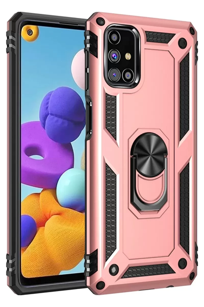 Samsung Galaxy M31S Kılıf Sofya Yüzüklü Silikon Kapak - Rose