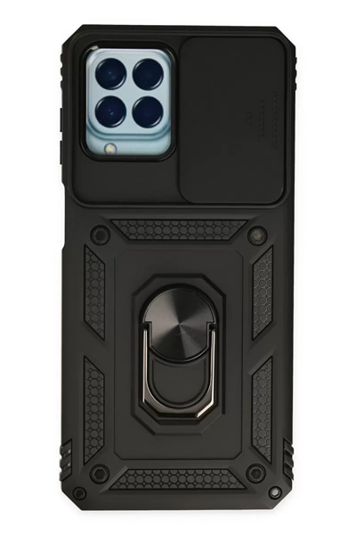 Samsung Galaxy M33 Kılıf Pars Lens Yüzüklü Silikon - Siyah