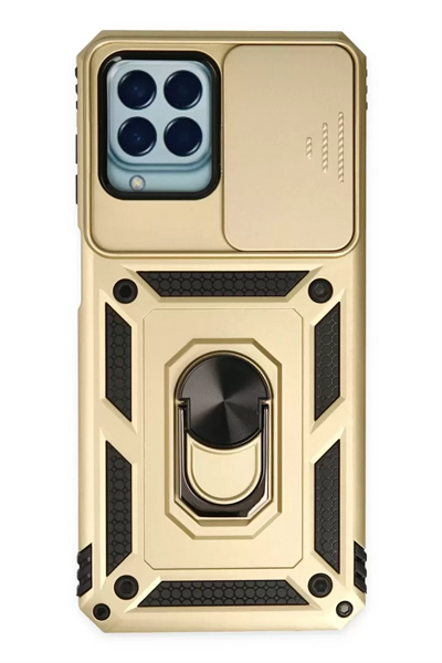 Samsung Galaxy M33 Kılıf Pars Lens Yüzüklü Silikon - Gold
