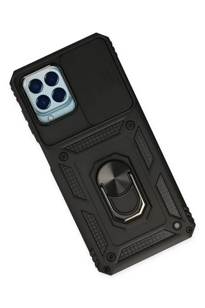 Samsung Galaxy M33 Kılıf Pars Lens Yüzüklü Silikon - Siyah