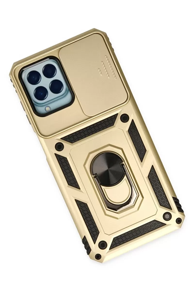 Samsung Galaxy M33 Kılıf Pars Lens Yüzüklü Silikon - Gold