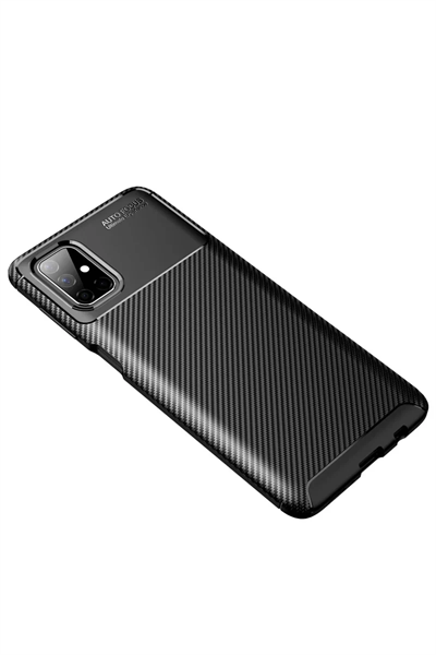 Samsung Galaxy M51 Kılıf Auto Focus Karbon Kapak - Siyah
