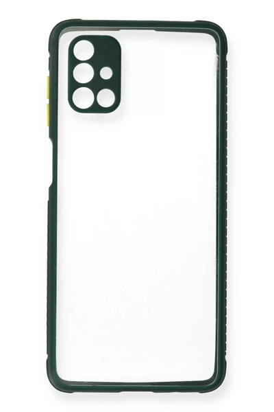 Samsung Galaxy M51 Kılıf Miami Şeffaf Silikon - Koyu Yeşil