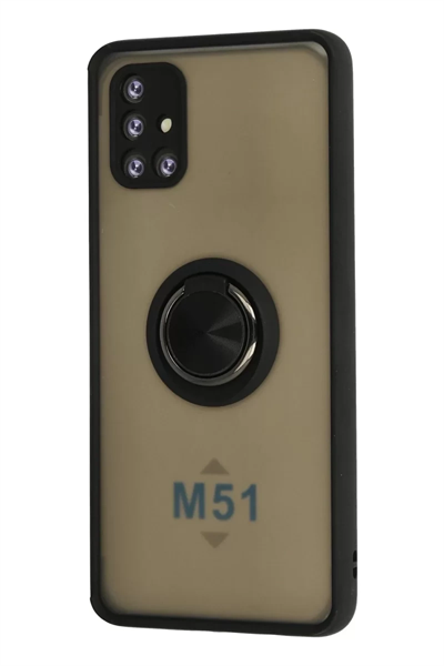 Samsung Galaxy M51 Kılıf Montreal Yüzüklü Silikon Kapak - Siyah