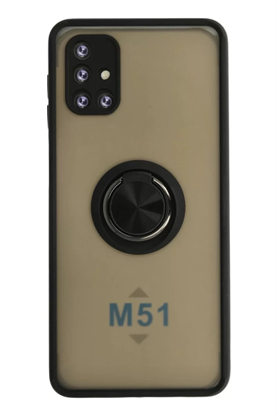 Samsung Galaxy M51 Kılıf Montreal Yüzüklü Silikon Kapak - Siyah