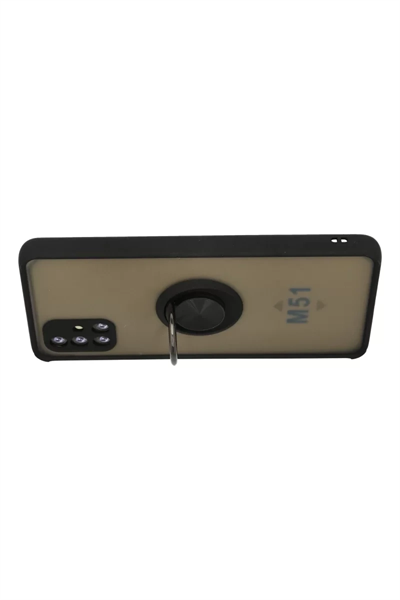 Samsung Galaxy M51 Kılıf Montreal Yüzüklü Silikon Kapak - Siyah