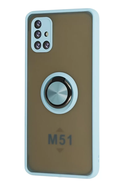 Samsung Galaxy M51 Kılıf Montreal Yüzüklü Silikon Kapak - Buz Mavi