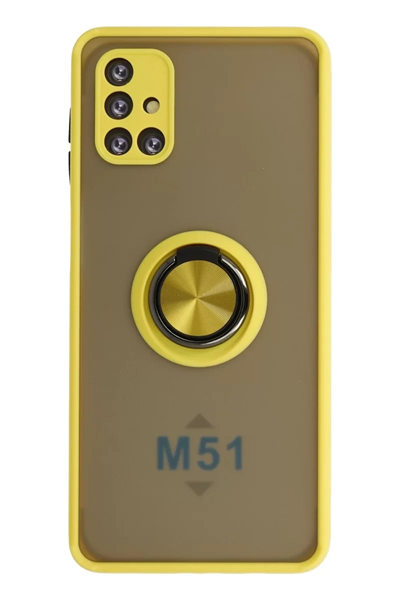 Samsung Galaxy M51 Kılıf Montreal Yüzüklü Silikon Kapak - Sarı