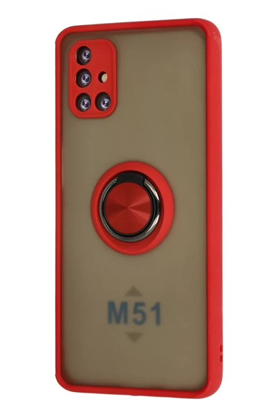 Samsung Galaxy M51 Kılıf Montreal Yüzüklü Silikon Kapak - Kırmızı