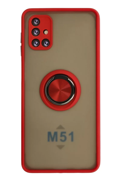 Samsung Galaxy M51 Kılıf Montreal Yüzüklü Silikon Kapak - Kırmızı