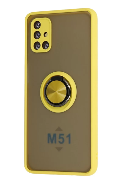 Samsung Galaxy M51 Kılıf Montreal Yüzüklü Silikon Kapak - Sarı