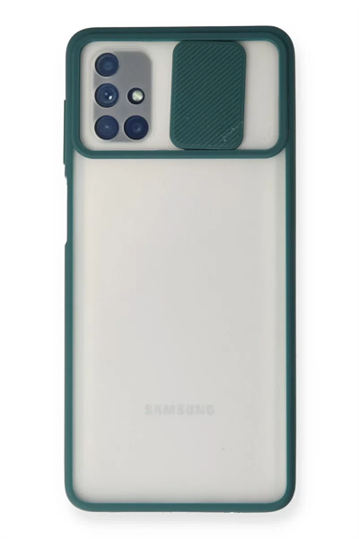 Samsung Galaxy M51 Kılıf Palm Buzlu Kamera Sürgülü Silikon - Yeşil