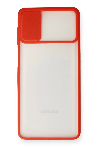 Samsung Galaxy M51 Kılıf Palm Buzlu Kamera Sürgülü Silikon - Kırmızı