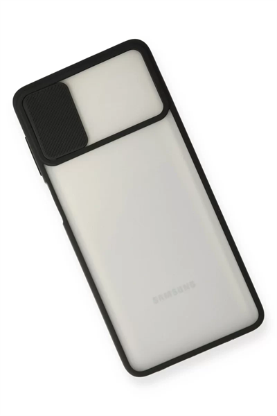Samsung Galaxy M51 Kılıf Palm Buzlu Kamera Sürgülü Silikon - Siyah