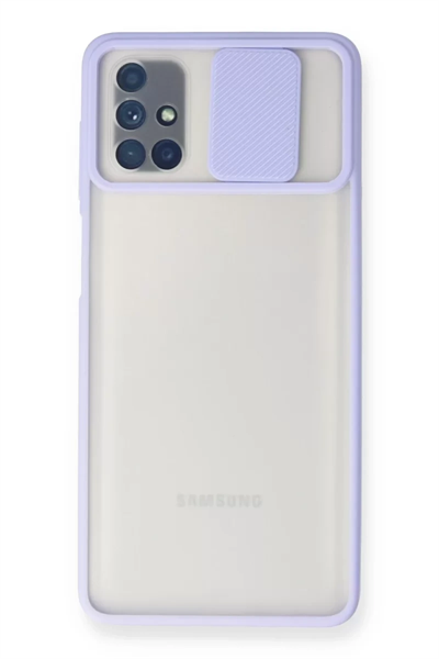 Samsung Galaxy M51 Kılıf Palm Buzlu Kamera Sürgülü Silikon - Lila