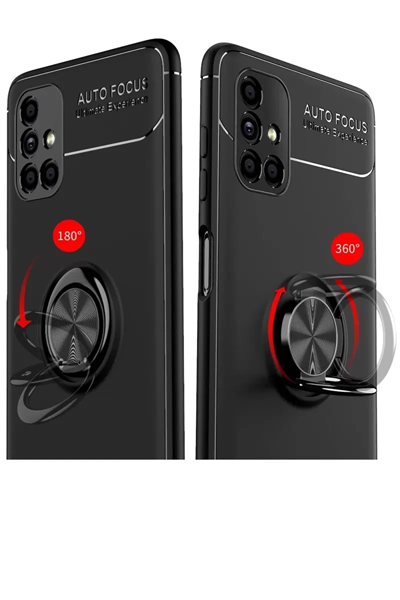 Samsung Galaxy M51 Kılıf Range Yüzüklü Silikon - Siyah-Gold