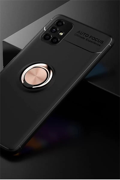 Samsung Galaxy M51 Kılıf Range Yüzüklü Silikon - Siyah-Gold