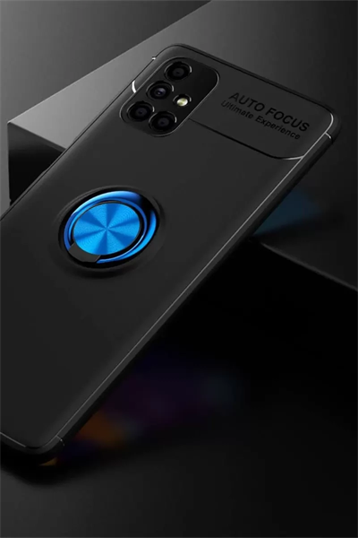 Samsung Galaxy M51 Kılıf Range Yüzüklü Silikon - Siyah-Mavi