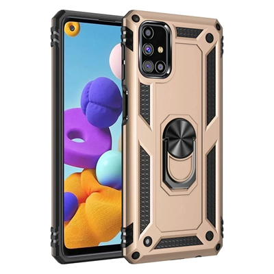 Samsung Galaxy M51 Kılıf Sofya Yüzüklü Silikon Kapak - Gold