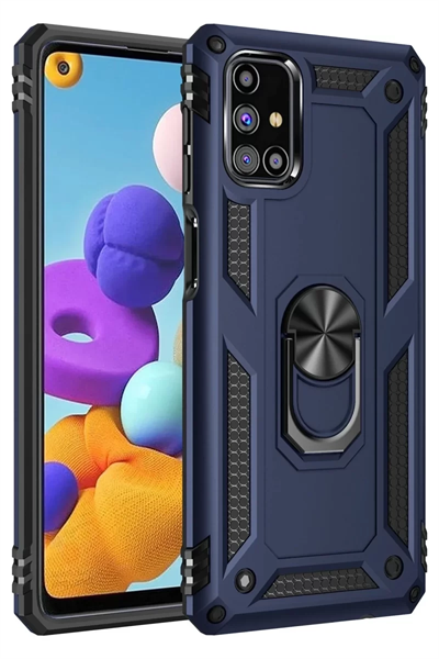 Samsung Galaxy M51 Kılıf Sofya Yüzüklü Silikon Kapak - Lacivert