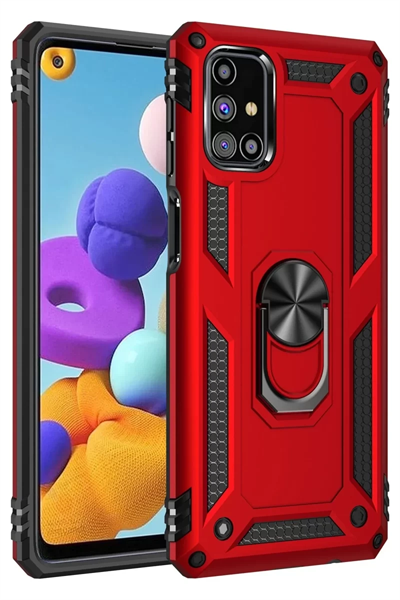 Samsung Galaxy M51 Kılıf Sofya Yüzüklü Silikon Kapak - Kırmızı