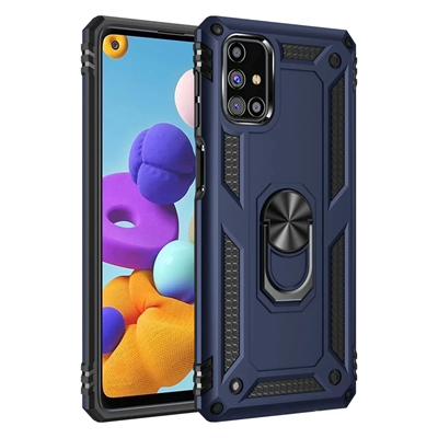 Samsung Galaxy M51 Kılıf Sofya Yüzüklü Silikon Kapak - Lacivert
