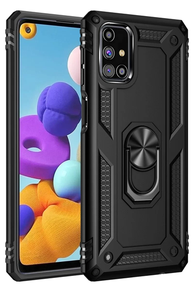 Samsung Galaxy M51 Kılıf Sofya Yüzüklü Silikon Kapak - Siyah