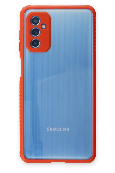 Samsung Galaxy M52 5G Kılıf Miami Şeffaf Silikon - Kırmızı