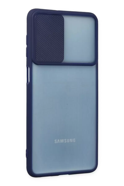 Samsung Galaxy M52 5G Kılıf Palm Buzlu Kamera Sürgülü Silikon - Lacivert