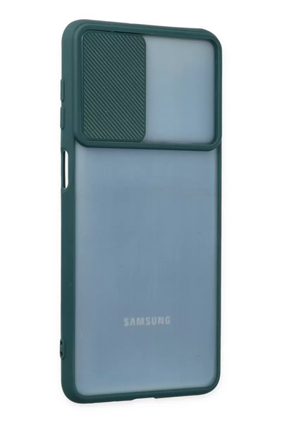 Samsung Galaxy M52 5G Kılıf Palm Buzlu Kamera Sürgülü Silikon - Yeşil