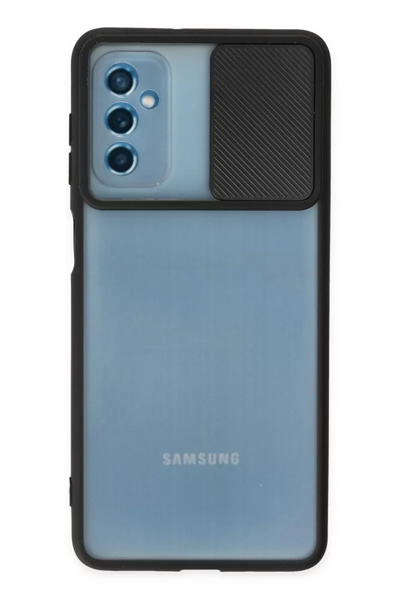 Samsung Galaxy M52 5G Kılıf Palm Buzlu Kamera Sürgülü Silikon - Siyah
