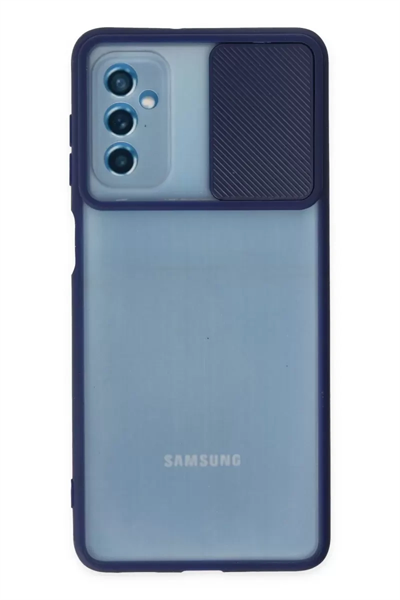 Samsung Galaxy M52 5G Kılıf Palm Buzlu Kamera Sürgülü Silikon - Lacivert