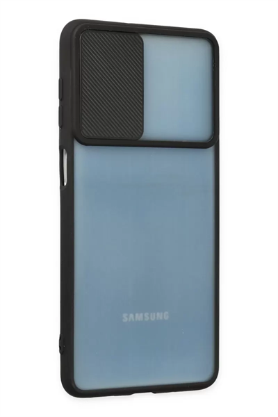 Samsung Galaxy M52 5G Kılıf Palm Buzlu Kamera Sürgülü Silikon - Siyah
